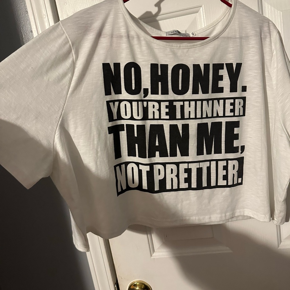 White Graphic Crop Top